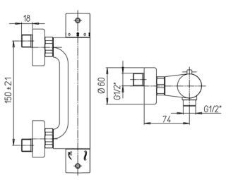 Смеситель для душа Paini Cox 78PZ511TH с термостатом чёрный матовый